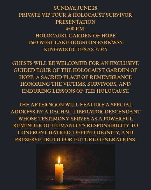 Sunday June 28 - Holocaust Remembrance Association